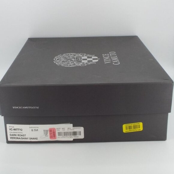 Vince Camuto Verona Dark Roast Shiny Snake Witty 2 Leather Buckle Moto Boots - Picture 13 of 16